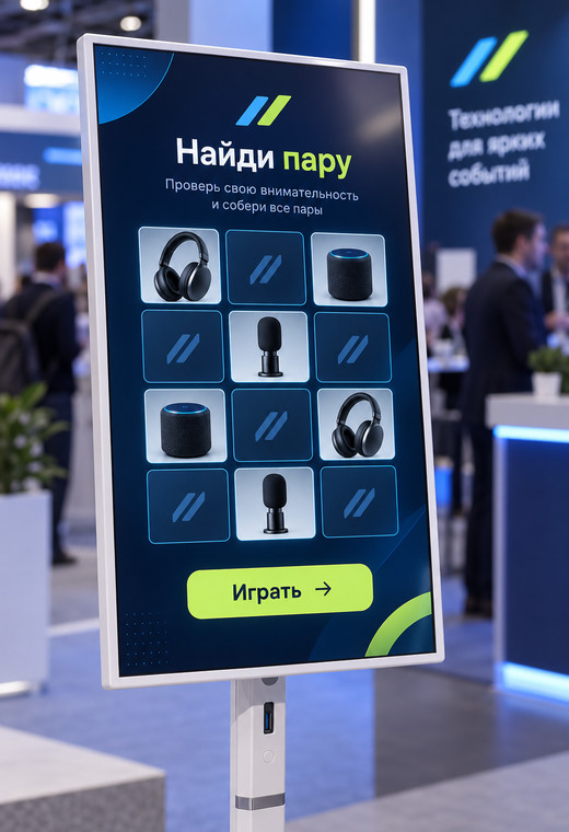 Стартовый экран и карточки «Мемо» с аудиотехникой