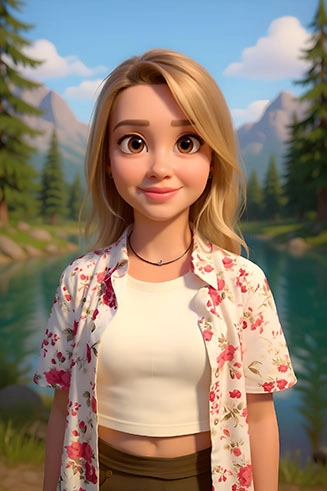 Фотобудка с ИИ в стиле Pixar женщина